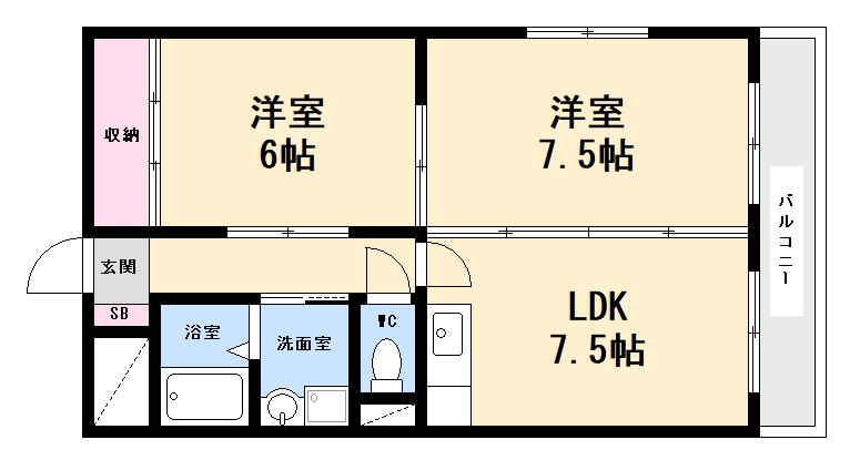 広島市西区大芝のマンションの間取り