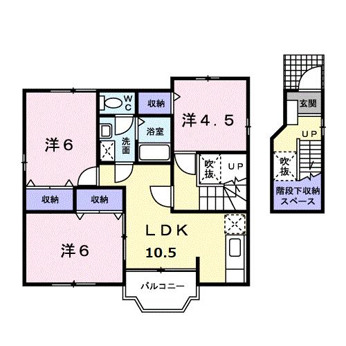 尾道市向東町のアパートの間取り