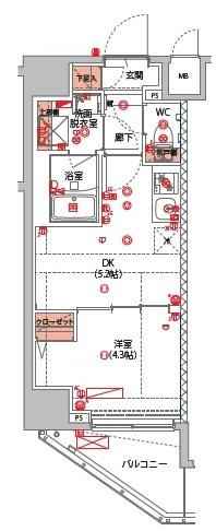 【新宿区西早稲田のマンションの間取り】