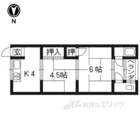 京都市西京区樫原久保町のアパートの間取り