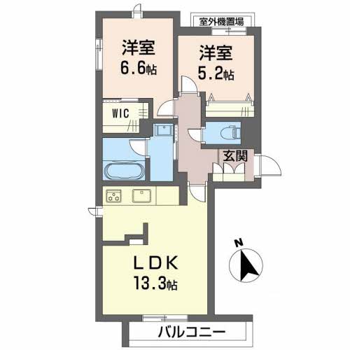 防府市車塚町のマンションの間取り