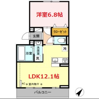 小田原市飯田岡のアパートの間取り