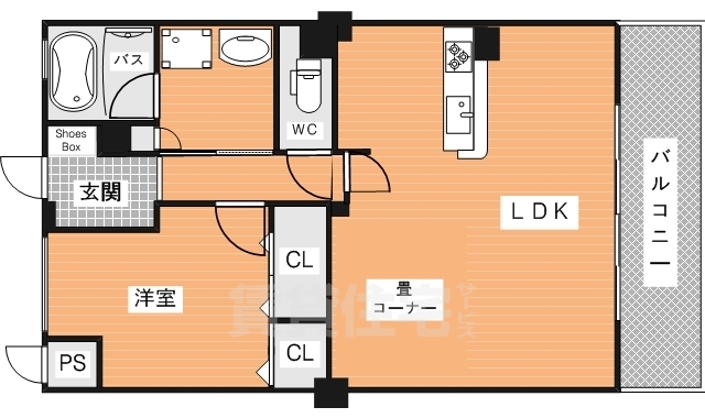 生駒市鹿畑町のマンションの間取り