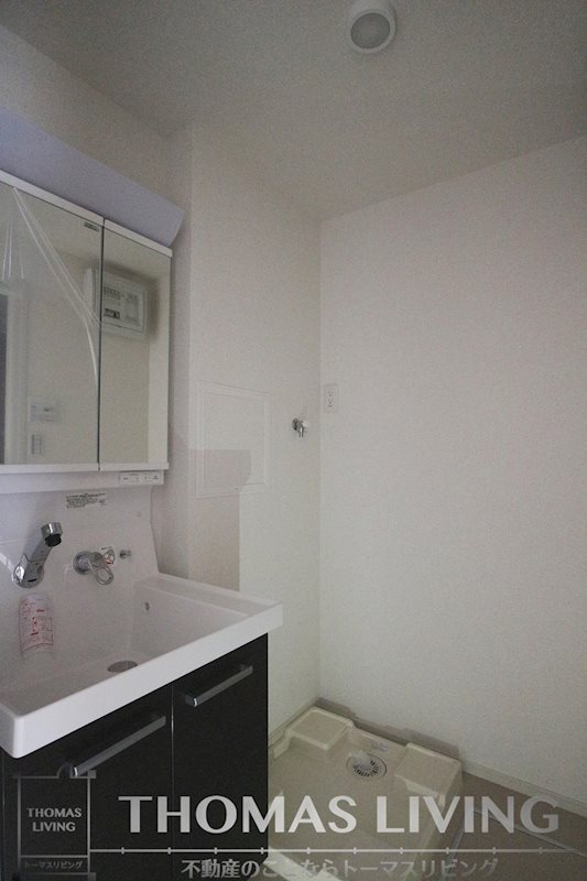 洗面設備　シャワー付きの独立洗面台です。