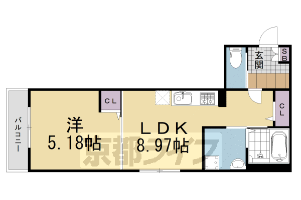 宇治市伊勢田町のアパートの間取り