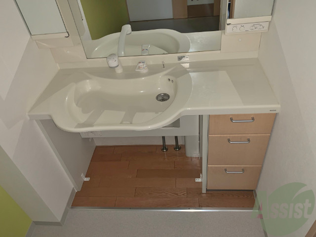 洗面設備　洗面台にシャワーが付いてますのでここで髪の毛のセット出来ます