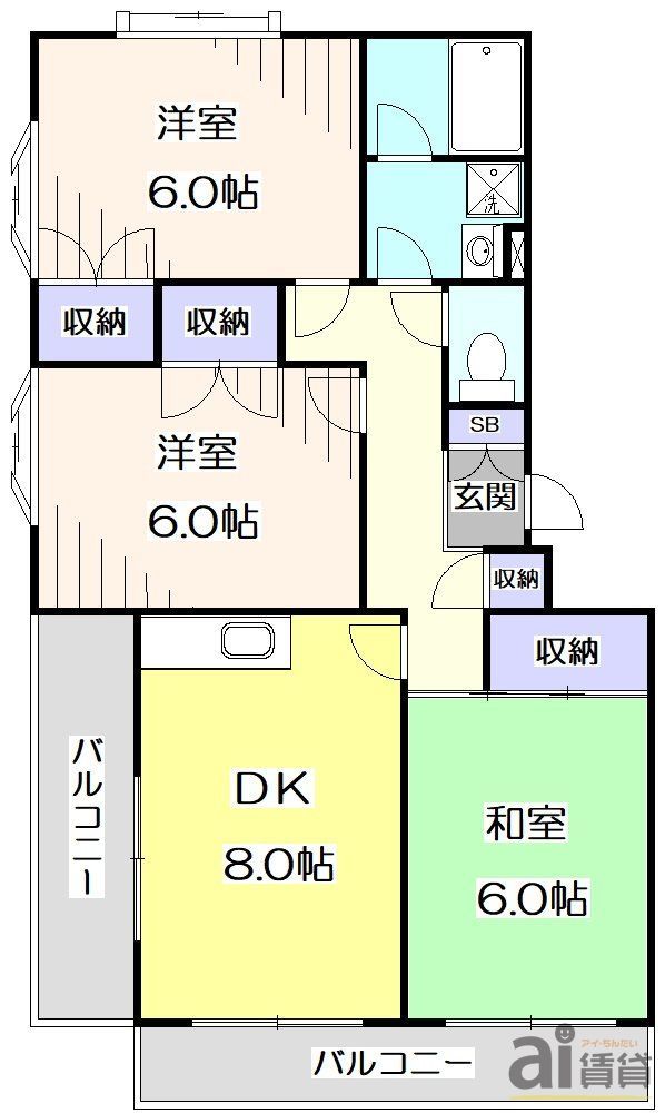 西武拝島線 東大和市駅 徒歩19分 4階建 築34年の間取り写真