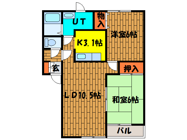 北斗市七重浜のアパートの間取り