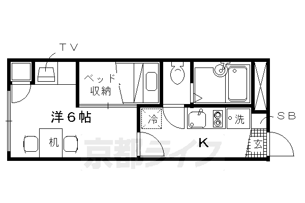 京都市北区紫竹西大門町のアパートの間取り