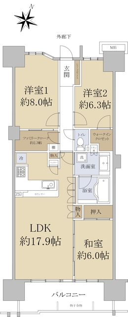 【タイムズアリーナ千葉中央ブライトタワーの間取り】