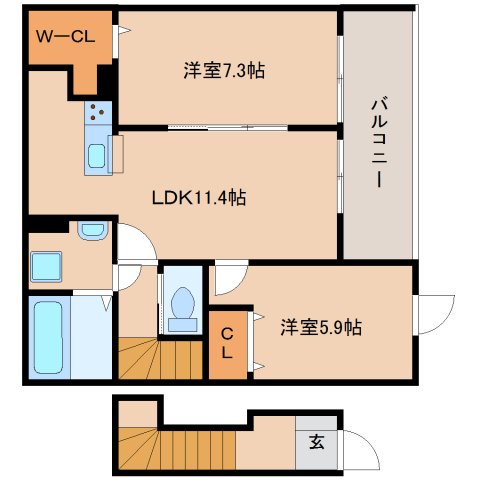 橿原市高殿町のアパートの間取り