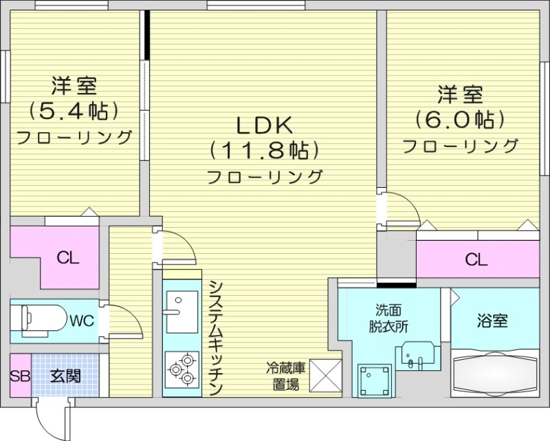 グランメール　クレール苗穂の間取り