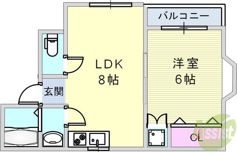 神戸市兵庫区荒田町のマンションの間取り