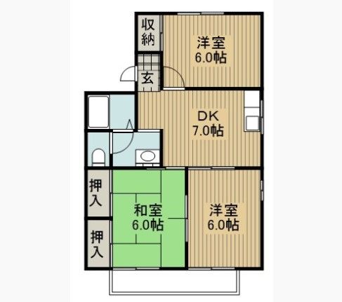 龍ケ崎市長山のアパートの間取り