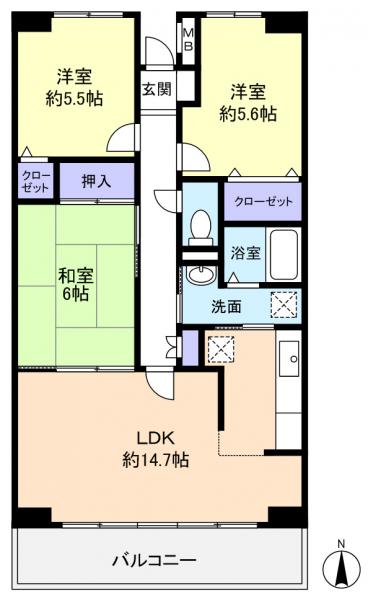 ルーチェ緑が丘Ｂ棟の間取り