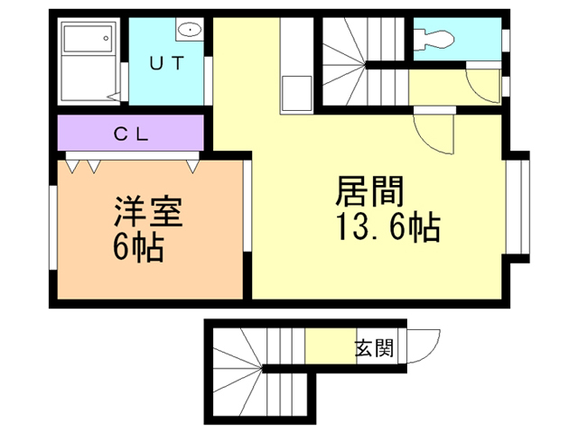 函館市万代町のアパートの間取り