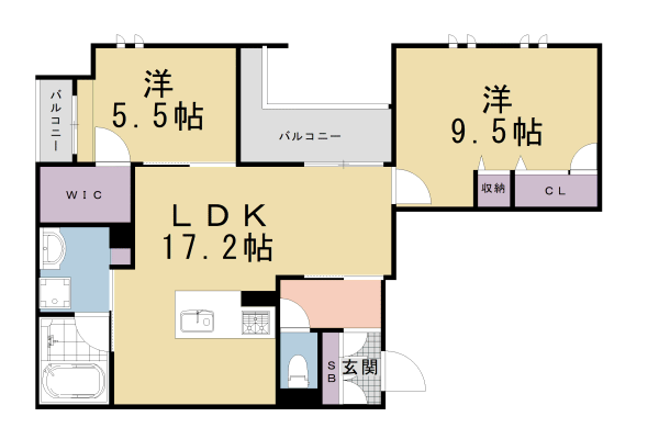 京都市南区西九条大国町のマンションの間取り