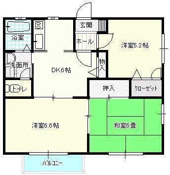 大崎市古川李埣のアパートの間取り