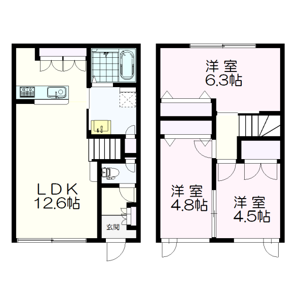 札幌市清田区里塚緑ケ丘のアパートの間取り