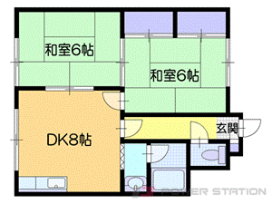 小樽市新光のアパートの間取り