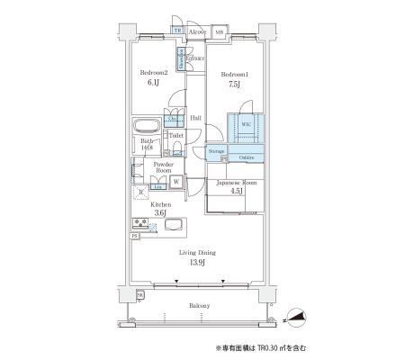 芦屋市朝日ケ丘町のマンションの間取り