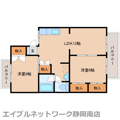 静岡市駿河区中島のアパートの間取り