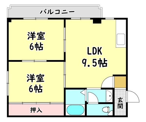 門真市古川町のマンションの間取り