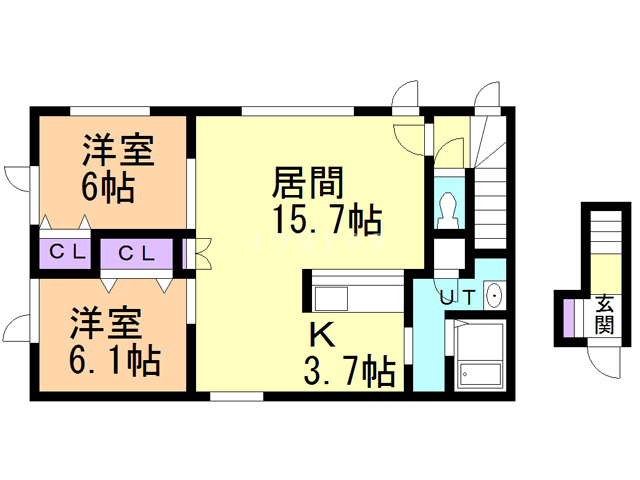 札幌市東区北四十三条東のアパートの間取り