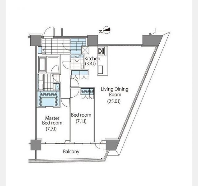 新宿区新宿のマンションの間取り