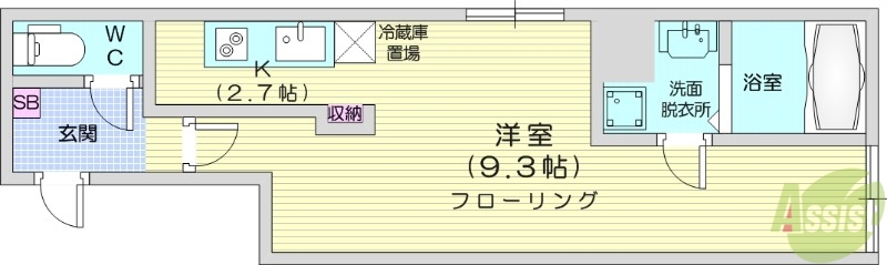 【札幌市東区北九条東のマンションの間取り】