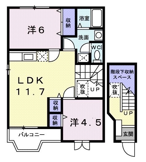 南丹市園部町横田のアパートの間取り