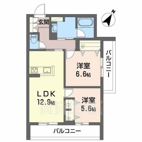 吹田市岸部北のマンションの間取り