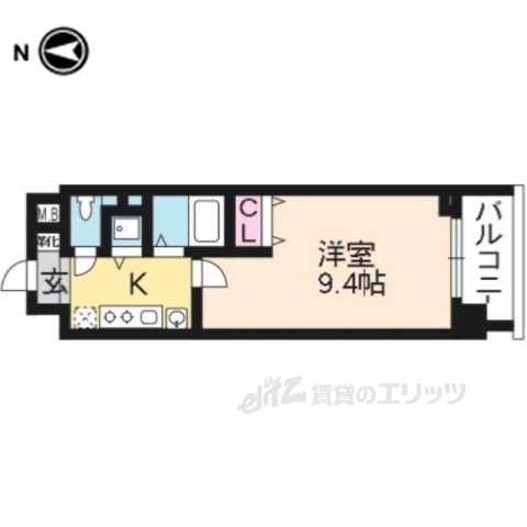 京都市左京区田中上玄京町のマンションの間取り