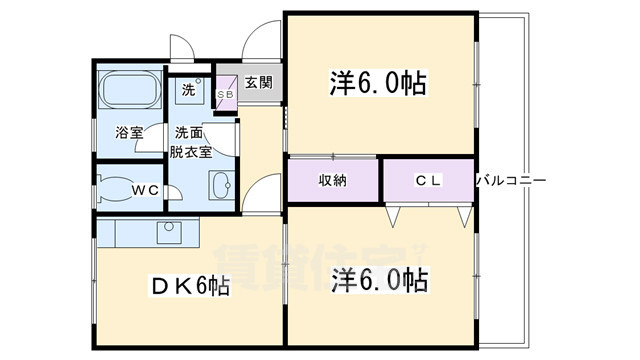 コトウォール夷川弐番館（南側）の間取り