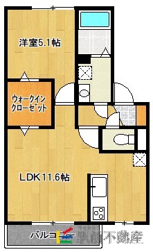 朝倉郡筑前町東小田のアパートの間取り