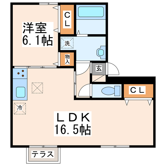 熊本市南区上ノ郷のアパートの間取り