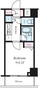 新宿区西早稲田のマンションの間取り