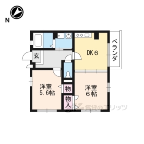 京都市山科区大塚丹田のアパートの間取り