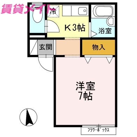 津市高茶屋小森町のアパートの間取り