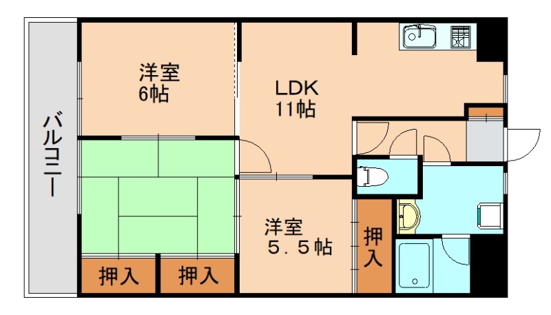 糟屋郡志免町南里のマンションの間取り