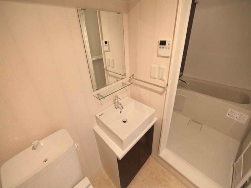 洗面設備　脱衣所　デザイン洗面台　収納スペース有