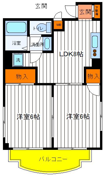 ＪＲ中央線 立川駅 徒歩10分 3階建 築38年の間取り写真
