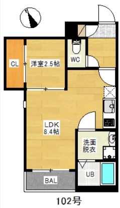 ＪＲ鹿児島本線 竹下駅 徒歩9分 2階建 築7年の間取り写真