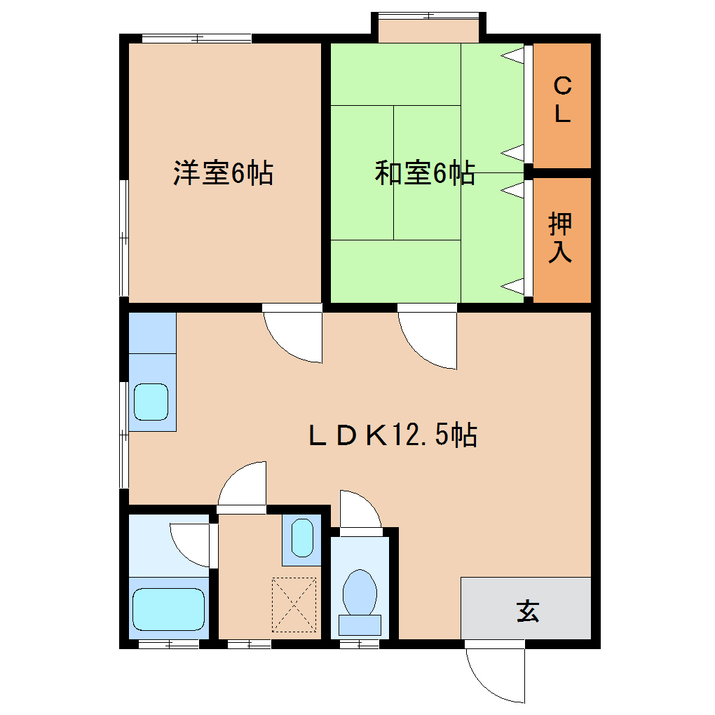 桐生市宮前町のアパートの間取り