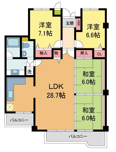 白鷹松下町マンションの間取り