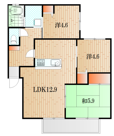 下関市川中豊町のアパートの間取り