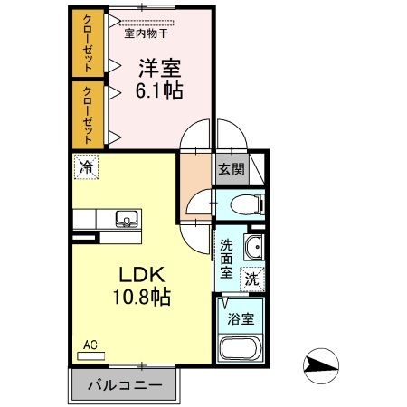 岡山市中区倉富のアパートの間取り