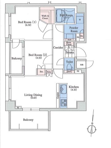 大田区池上のマンションの間取り