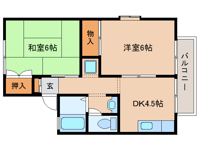 奈良市六条のアパートの間取り