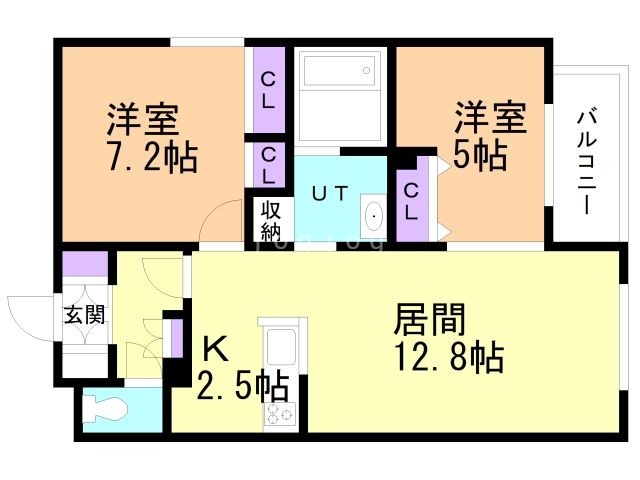 札幌市東区北二十六条東のマンションの間取り